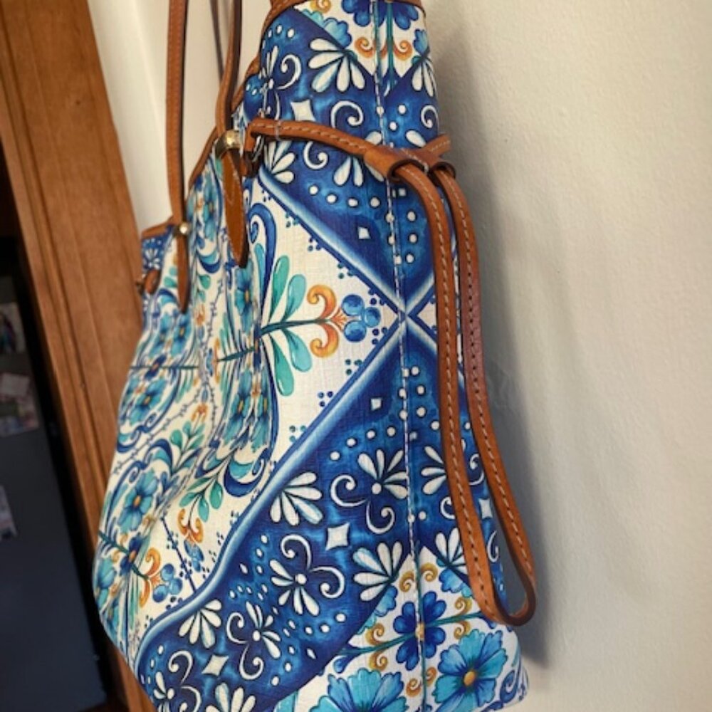 BRIGHTON Blues Solene Coated Canvas Shopper Zip Shopper Tote Bag - Picture 7 of 17
